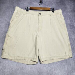 Columbia Omnishield Mens Shorts size 40 Beige‎ Cream Flat Front Cotton